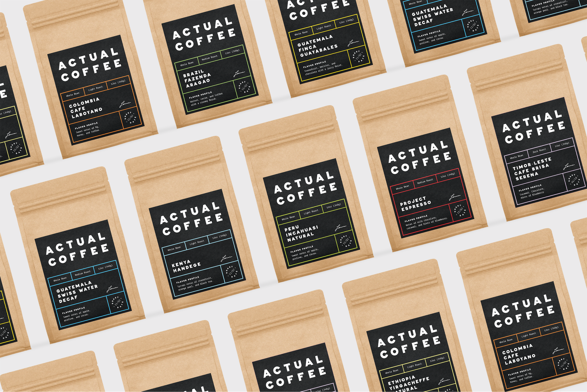 Actual Coffee brand grid layout